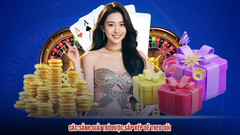 Các sảnh giải trí được sắp xếp dễ theo dõi